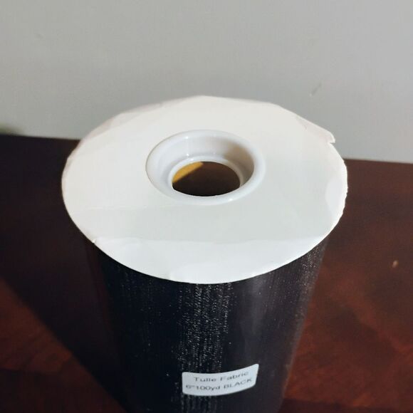 Black 6 Inch 100 Yard Tulle Fabric Roll - Picture 2 of 3